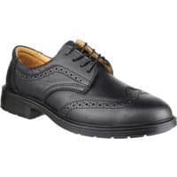 Black Amblers Safety shoe, brogue design, lace-up, slip-resistant sole, padded collar, size 12.