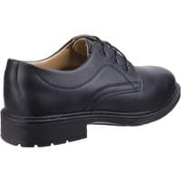 Black Amblers Safety Fs45 shoe, size 7, with leather upper, lace-up design, padded collar, and slip-resistant sole.