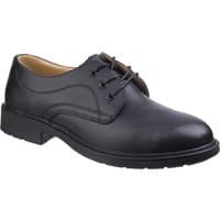 Black Amblers Safety FS45 shoe, leather upper, lace-up design, padded collar, slip-resistant sole, size 8.