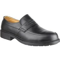 Black Amblers Safety Fs46 shoe, slip-on style with reinforced toe, padded collar, and durable sole, size 8.