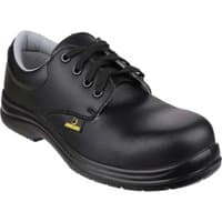 Black Amblers metal-free water-resistant lace-up safety shoe with padded collar and slip-resistant sole.