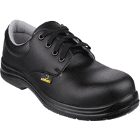 Black Amblers Safety shoe, size 4, with lace-up design, steel toe cap, and slip-resistant sole.
