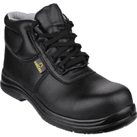 Black Amblers Safety boot, size 10, with padded collar, lace-up front, and slip-resistant sole.