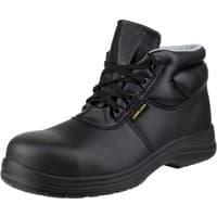 Black Amblers Safety boot, size 11, with padded ankle support, lace-up front, and slip-resistant sole.
