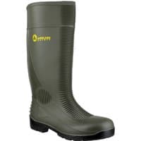 Green Amblers Safety Wellington boot, size 13, with ribbed texture and black sole.