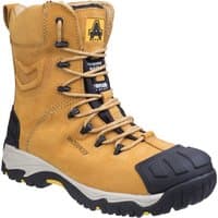 Tan Amblers Safety boot, size 14, with black reinforced toe, rugged sole, and ankle support.