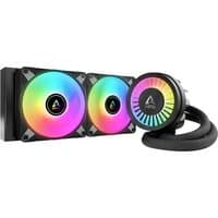 ARCTIC Liquid Freezer III 280 A-RGB CPU cooler with dual rainbow LED fans and sleek black tubing.