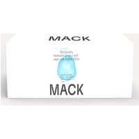White box of MACK Loaded Bio Laundry Powder, 1kg, with bold black logo and blue water droplet graphic.