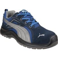 Blue and gray Puma Safety Omni Sky Low shoe, size 7, with blue laces and black sole.