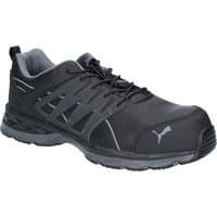 Black Puma Velocity 2.0 safety shoe, size 7, with gray accents, lace-up design, and cushioned sole.