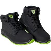 Black Scan JC-P925 Viper safety boots, UK 7, with green soles, padded collar, and metal eyelets.