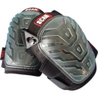 Black Scan Professional Gel Kneepads with clear textured caps and red logo, featuring adjustable straps.