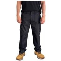 Black Stanley Texas Cargo Trousers with multiple pockets, waist 32 inches, leg 31 inches, worn with tan boots.