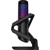 Black ASUS ROG Carnyx table microphone with RGB lighting and geometric pattern grill.