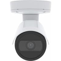 White Axis bullet IP security camera with black lens, 1920x1080 pixels, suitable for indoor and outdoor wall mounting.