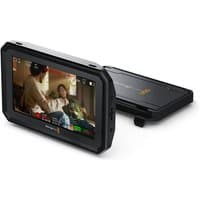 Black Blackmagic Design PYXIS 5" monitor, 1920x1080 resolution, rectangular with side buttons and rear branding.