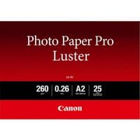 Canon LU-101 Luster Photo Paper Pro A2, red and black packaging, 25 sheets, 260 gsm, 0.26 mm thickness.