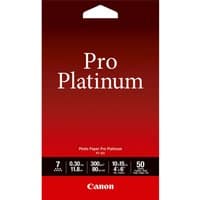 Canon PT-101 Pro Platinum Photo Paper pack, red and black design, 4x6", 50 sheets, 300gsm, glossy finish.