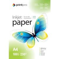 Glossy Colorway PGE230100A4 photo paper with vibrant butterfly design, A4 size, 100 sheets, 230gsm.