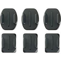 Black GoPro AACFT-001 camera mounts, six adhesive-backed pieces with curved and flat surfaces for versatile attachment.