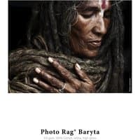 Hahnemühle Photo Rag Baryta paper, high-gloss finish, featuring a detailed portrait of a person with dreadlocks.