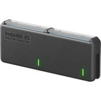 Black Insta360 X5 Utility Fast Charge Case with textured surface and green LED indicators.