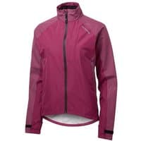 Pink Altura Nightvision Storm women's waterproof jacket with high collar, black zipper, and reflective accents.