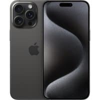Black Titanium Apple iPhone 15 Pro Max, 512GB, featuring a sleek design with three rear cameras and edge-to-edge display.