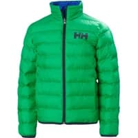 Green Helly Hansen Marka insulated coat for children with puffy design and front zipper.