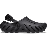 Black Crocs Unisex Echo Clog with adjustable heel strap and textured sole, featuring ventilation holes.