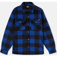 Blue and black checkered Dickies Portland shirt, long-sleeved with button-up front and two chest pockets, size XXL.