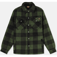 Green plaid Dickies Portland shirt with button-up front, two chest pockets, and long sleeves.