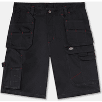 Black Dickies Redhawk Pro work shorts with multiple pockets, red stitching, and button closure, size 36.