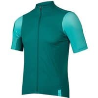 Teal Endura FS260 short sleeve cycling jersey with full zip and gradient sleeves.
