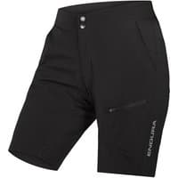 Black Endura Hummvee Lite women's cycling liner shorts with side zipper pocket and dual button closure.