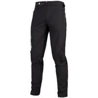 Black Endura MT500 Burner cycling trousers with reinforced knees, zippered pockets, and adjustable waistband.