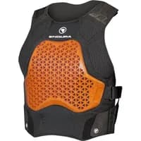Black Endura MT500 D3O Protector Vest with orange geometric chest padding and adjustable side straps.