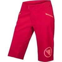Red Endura SingleTrack Lite women's MTB shorts with zippered pockets and logo on the leg.