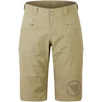 Beige Endura SingleTrack MTB shorts with zippered pockets and button closure.