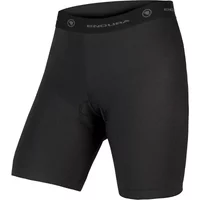 Black Endura women's padded liner shorts with elastic waistband and smooth finish.
