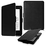 Black FINTIE Slimshell case for 6" Kindle Paperwhite, lightweight with auto sleep/wake, textured cover.
