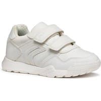 White Geox J Rann-E infant sneakers with dual velcro straps and textured sole.