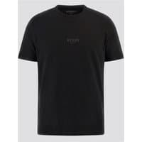 Black Guess T-shirt, size L, with subtle front logo, short sleeves, and crew neck.