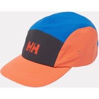 Orange Helly Hansen Cascade Shield cap with blue and black panels, featuring HH logo on the front.