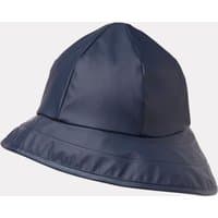 Navy blue Helly Hansen kids' sou'wester hat with wide brim and waterproof material.