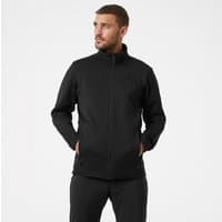 Black Helly Hansen men's fleece outdoor jacket, full zip, high collar, long sleeves, size 2XL.