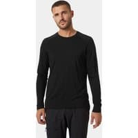 Black Helly Hansen men's Durawool crew long sleeve shirt, round neck, slim fit, size L.