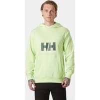 Green Helly Hansen hoodie with large "HH" logo on chest, long sleeves, and drawstring hood.