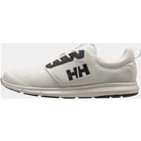 White Helly Hansen trainer shoe with black HH logo, mesh upper, and cushioned sole, size 11.5.