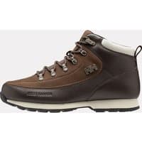 Brown Helly Hansen men's winter boots with leather upper, lace-up design, and rugged sole, size 10.5.